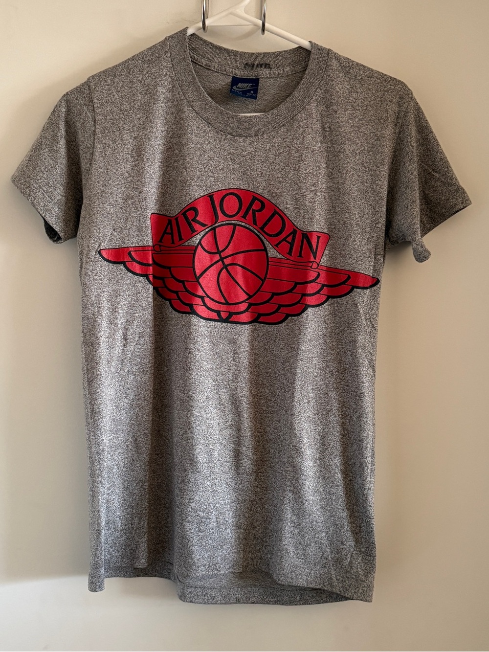 Vintage 80s RARE Nike blue tag Air Jordan Wings logo T-Shirt size Small Men’s